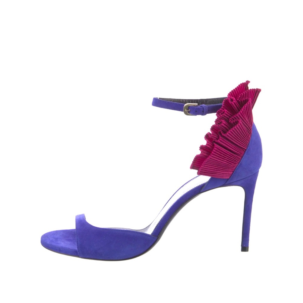 Lanvin Womens Purple Suede Ankle Strap Ruffle Detail Stiletto Heels Size 41